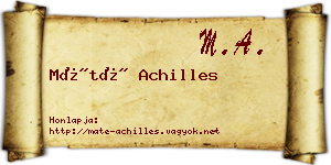 Máté Achilles névjegykártya